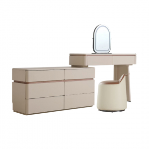 Комплект туалетный столик, зеркало и пуф Xiaomi Linsy Luxury Dressing Table With Mirror And Ottoman Light Beige (VD1C-B+004-A+NO1H-A)