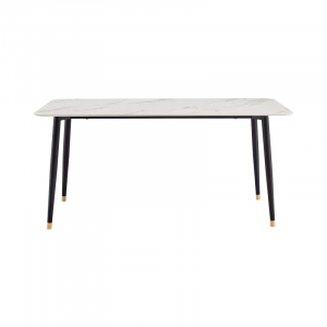 Обеденный стол со столешницей из керамогранита Linsy Light Luxury Rockboard White&Black 1.4 m (JI1R-A)